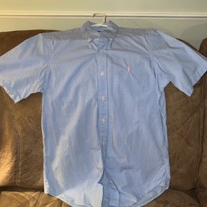 Mens blue polo Ralph Lauren shirt sleeve button up
